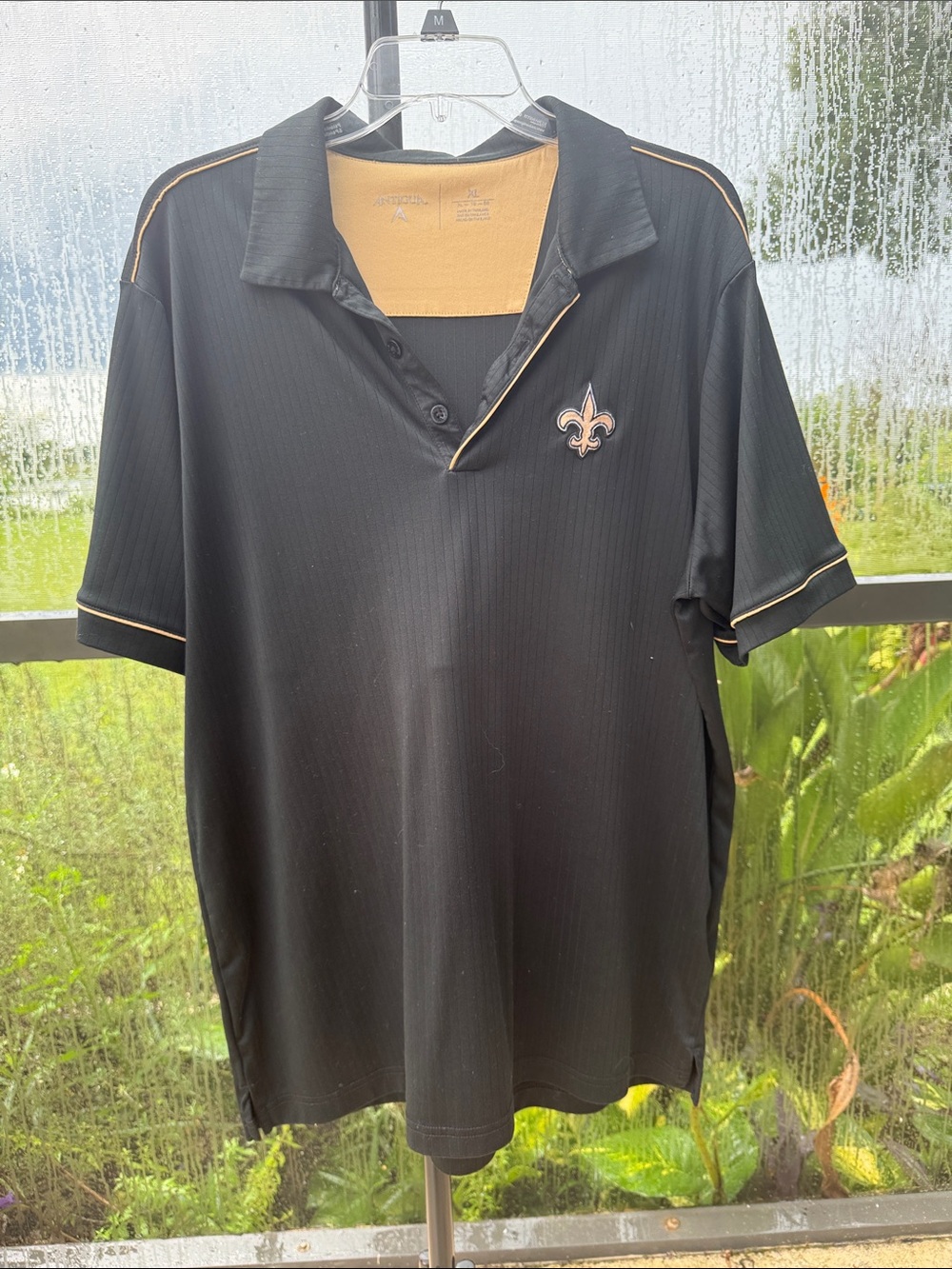 Black Embroidered New Orleans Saint Polo